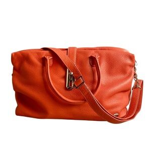 La Bagagerie Purse Large Satchel Orange Leather Cross Body Tote